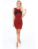 Red dress with a bow on the neckline G52360 - Online store - Boutique